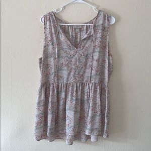 LOFT Sleeveless Floral Peplum Top